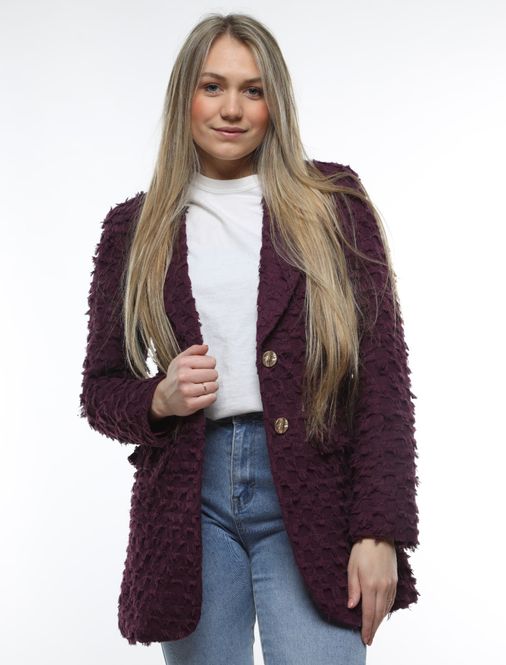 Hoofdbeeld Ruffle blazer aubergine