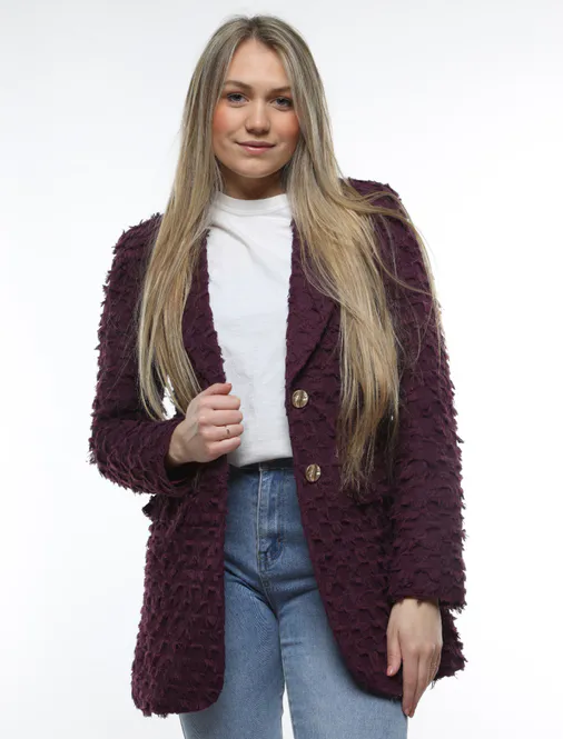 Hoofdbeeld Ruffle blazer aubergine